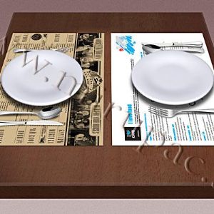 Бумажные плейсмэты (placemat), скатерти бумажные. Бумажные плейсмэты (placemat), скатерти бумажные, подложки, подтарельники и сеты (сэты) из крафт-бумаги для ресторанов, клубов и кафе.