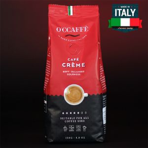 O&#39;CCAFFE зерновой кофе CAFE CREME. Смесь: 50% Arabica / 50% Robusta. 250 гр.