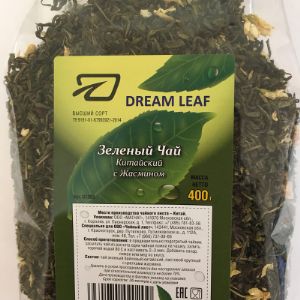 Чай зеленый байховый китайский, листовой крупный с цветками Жасмина, 400г