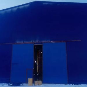 Два ангара для обслуживания и ремонта спецтехники
Монтаж прошёл осенью-зимой при температуре -45 градусов

Место: Магаданская область

Районы: 4 снеговой | 3 ветровой | 7 сейсмический