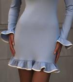 Платье рюши, голубой