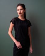 Одежда Polar Kit Футболка женская черная из вискозы с кружевом больших размеров T-shirt.lace.wom.black.