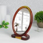 RA-430-5 Зеркало овал двустороннее с увеличением, 11х14 см (коричневое) RA-430-5