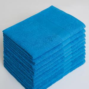 Полотенце махровое из 100% хлопка, 50*90 мм, 440 г/м2, ярко-голубой с бордюром