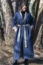 Двустороннее пальто-кимоно IKI Navy / Beige 0004