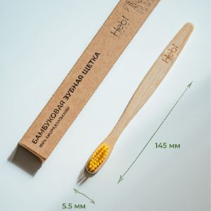 Бамбуковая зубная щетка для отелей , маленькая 
в крафт упаковке
щетина средней жесткости