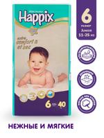 Подгузники HAPPIX Super Dry ультратонкие 6 Подгузники HAPPIX Super Dry ультратонкие 6 (16+ кг) 40 шт.