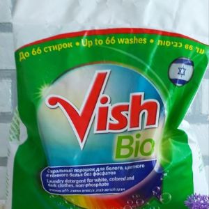 Бесфосфатный стиральный порошок т.м. «VISH BIO», 3кг в ламинированном пакете,  на 66 стирок.