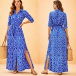 Макси-платье-рубашка Azure Geometry