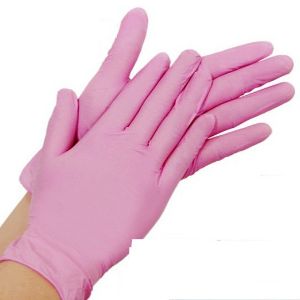 Розовые нитриловые перчатки