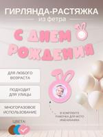 Гирлянда-растяжка С днем рождения с рамкой для фото MimiBabyBook GR.HB.ROSE