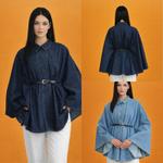 Роскошное джинсовое пончо из 100% хлопка