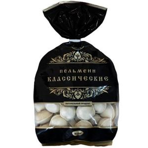 ПЕЛЬМЕНИ "КЛАССИЧЕСКИЕ" ФАСОВАННЫЕ 0,8 КГ категория Б 	
Мука пшеничная хлебопекарная высшего сорта, мясо птицы механической обвалки, шпик свиной, вода питьевая, меланж пастеризованный (продукт яичный), лук репчатый, соль, перец черный
