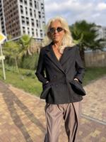 Пиджак женский синий шерстяной укороченный полупальто из итальянской шерсти ЖА001ТС