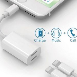 двойной адаптер lightning кабель для iPhone  New dual-lightning-wire 2-in-1 adapter