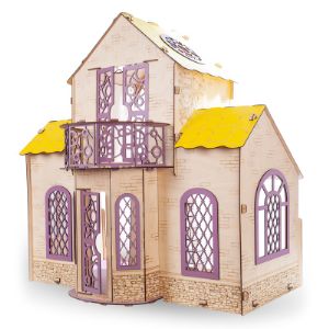 Барби домик. Кукольный деревянный домик с мебелью и балконами.    В домике 2 этажа, открытая терраса на крыше. Для кукол ростом до 27 см. (березовая фанера 3 мм, крашенный ХДФ-3 мм).