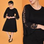 Элегантное хлопковое платье Noir с кружевными рукавами