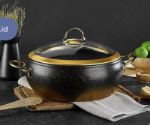 Black Color Saucepan with Gold Lid