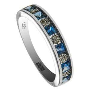 Кольцо &#34;Голубая Радуга&#34; с бриллиантами и сапыирами- оптовая цена 23000 руб.