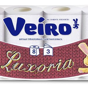Туалетная бумага VEIRO LUXORIA, 3-сл, 8шт/уп (5) 5с38 -96,50р