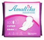 Женские ультратонкие гигиенические прокладки Amallika Супер (4 капельки), 16шт AHDS-16