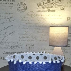 Эко-корзина ручной работы из натурального джута и хлопка. Цвет синий.