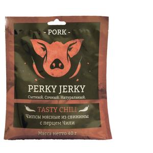 Чипсы мясные из свинины  PERKY JERKY с перцем Чили(сухое мясо)