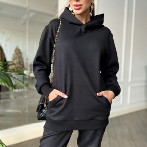 Худи чёрное оверсайз утеплённое OVVIO