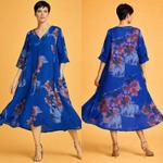 Azure Bloom Льняное Платье Миди