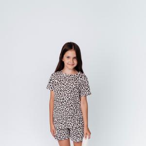 Пижама для девочки, ткань интерлок пенье , 100 % хлопок, принт "леопард" размеры 92-134