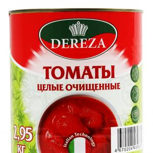 Томаты очищенные целые в собственном соку ТМ ДЕРЕЗА. Масса нетто/сухой вес, гр: 2950/1760