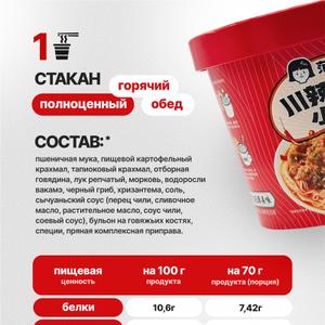 Состав:
Лапша  Фань Сяоянь 70гр с острой говядиной