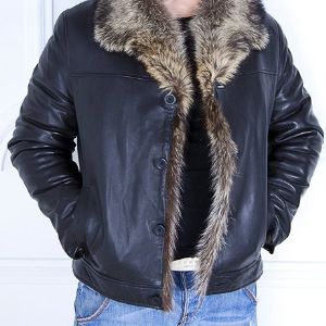Мужская кожаная куртка с мехом волка. Мужская кожаная куртка с мехом волка