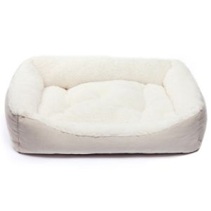 60*45, Прямоугольная лежанка кровать для животных из овечьей шерсти- белая