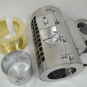 Хомутовый  нагреватель с миканитной изоляцией в комплекте с кожухом и радиатором-охлаждения