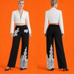 Роскошные Широкие Палаццо Джинсовые Брюки с Кружевной Отделкой