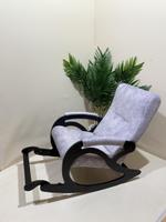 Кресло-качалка с подставкой для ног черно-серое Skreslokachalkapodnozserchern