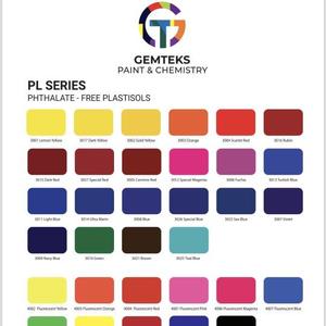 Более 40 цветов пластизолевых красок для шелкографии