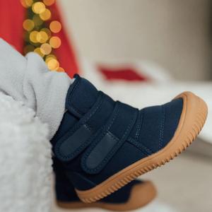 Детские демисезонные дутики Little Club, цвет тёмно-синий, замша, на липучках. Унисекс, лёгкая подошва, тёплая подкладка. Размеры 24–26.