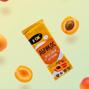 Фруктовые батончики BeOK ТМ BIO Elite Абрикос. Вес 30г. Без орехов.