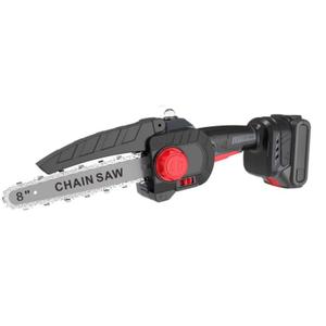 Пила. 6" и 8" шины и цепи, 2 комплекта, есть контакт для удлинителя. 21в, 0-4000 об./мин, 7м/с скорость