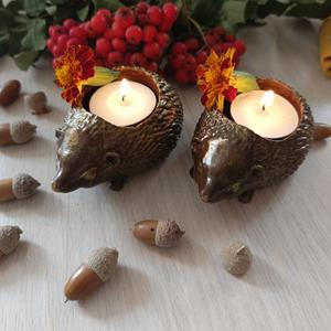 Ёжики из гипса - подсвечники для чайных свечей