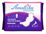 Женские ультратонкие гигиенические прокладки Amallika Ночные Ультра Плюс (6 капелек) AHNP-07