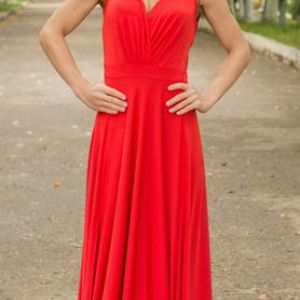 Красное вечернее платье: модель №186. 
Размеры:XXS, XS, S, M, L
Состав: 96 % полиэстер, 4% эластан
Длина по спинке: 140
Цвет: красный