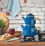 Blue Color Enamel Teapot Set