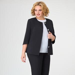 Модель 388
Комплект 2-х предметный,  состоящий из жакета  и брюк. Жакет однобортный на подкладке. По переду рельефы, по спинке средний шов. Рукав втачной двушовный ¾,  по низу с разрезами. Застежка на 4 петли и пуговицы. Длина по спинке 59 (+-1) см., длина рукава 44 (+-1) см.
 Брюки прямые, слегка заужены  к низу, по переду обработаны карманы с отрезными бочками. Пояс притачной с резинкой по спинке. По низу брюк в боковом шве выполнена шлица и закреплена 3-мя пуговицами. Длина 104 (+-1) см.
Цвет - черный
Размерный ряд : 54,56,60