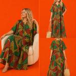 Хлопково-льняное платье-кафтан Savanna Luxe