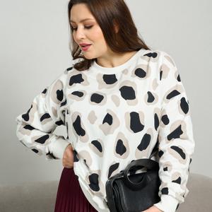 Свитшот женский коричневый лео, размерный ряд с 48-50 по 72-74