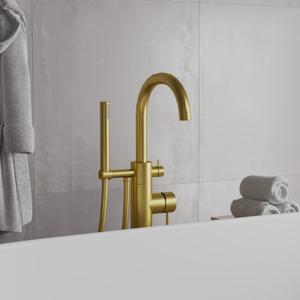 Напольный смеситель для ванны PAINI в цветах: черный брашированный PVD, брашированное золото PVD, хром