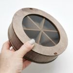 Деревянная подарочная коробка с прозрачной крышкой круглая 18 см ПС-001-2